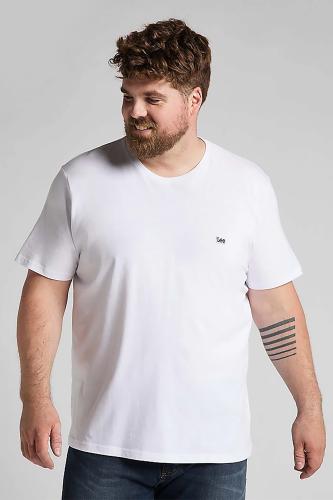Lee ανδρικό T-shirt μονόχρωμο με logo patch Regular Fit - L60UFQ12-** Λευκό S